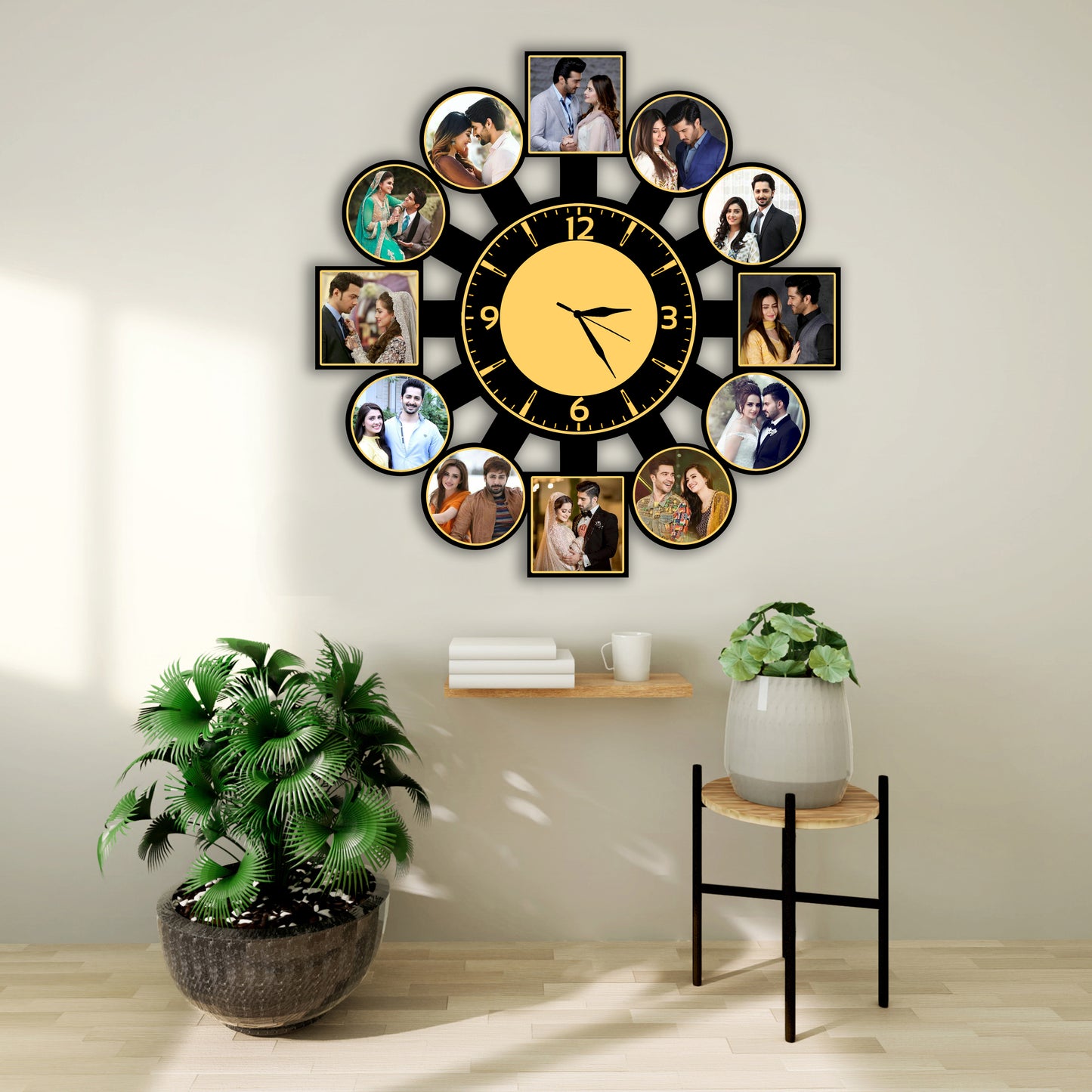Customized Collage Photo Frames with Clock for Couple Family