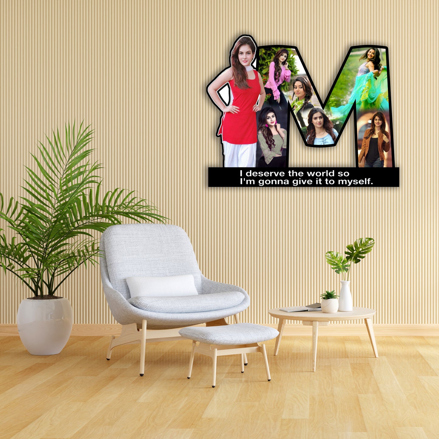 Customized Wooden Flower Alphabet Shape Photo Frame (A-2)