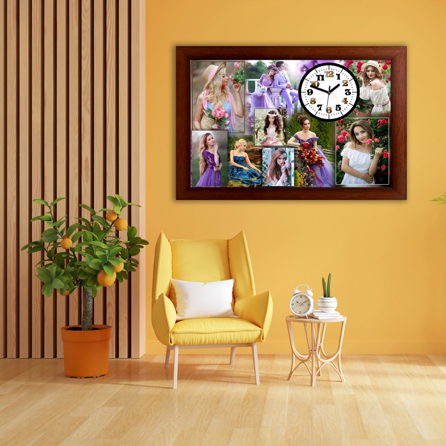 Personalized Photo Collage Frame For Couple With Clock