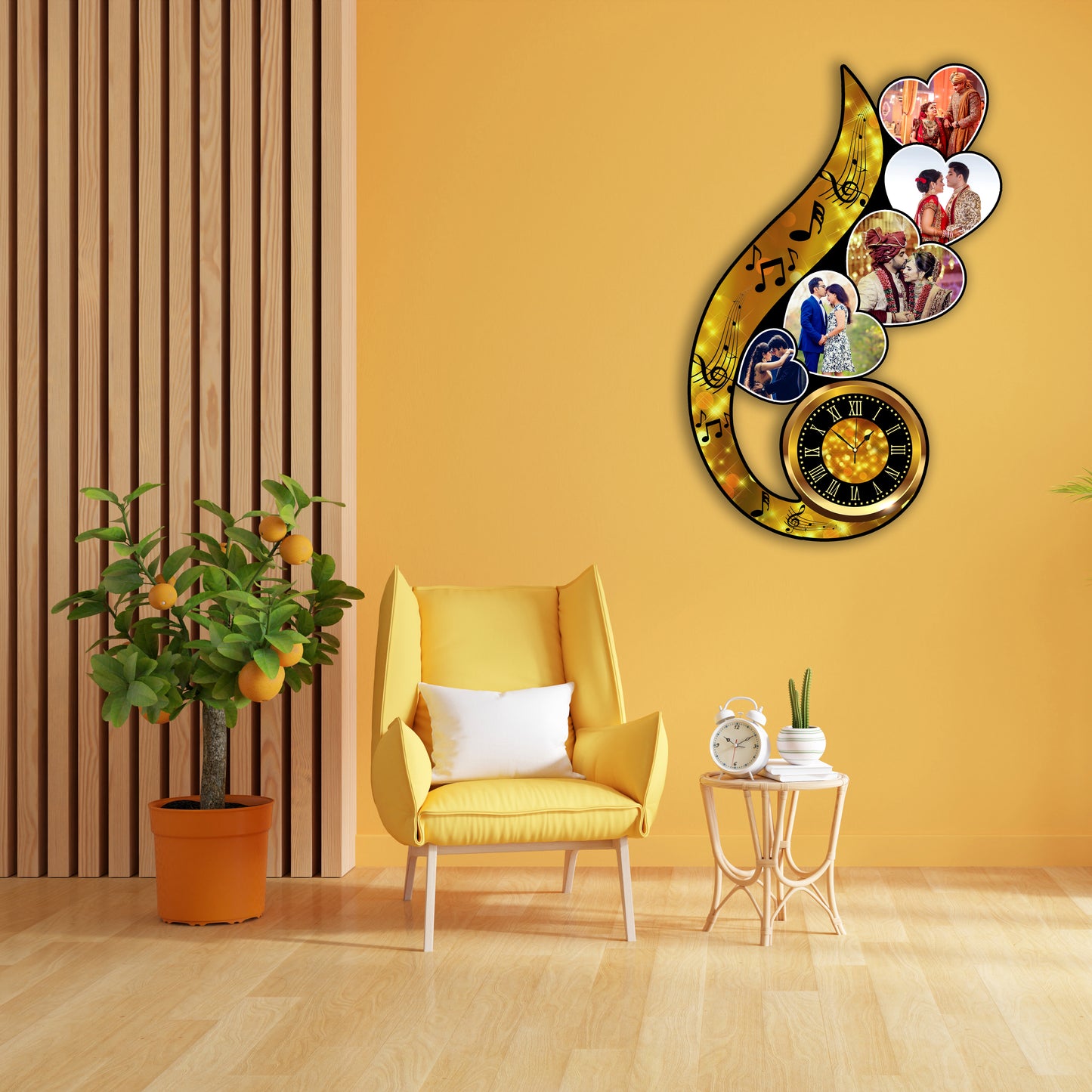 Customised Musical Printed Clock Photo Frame For Couple