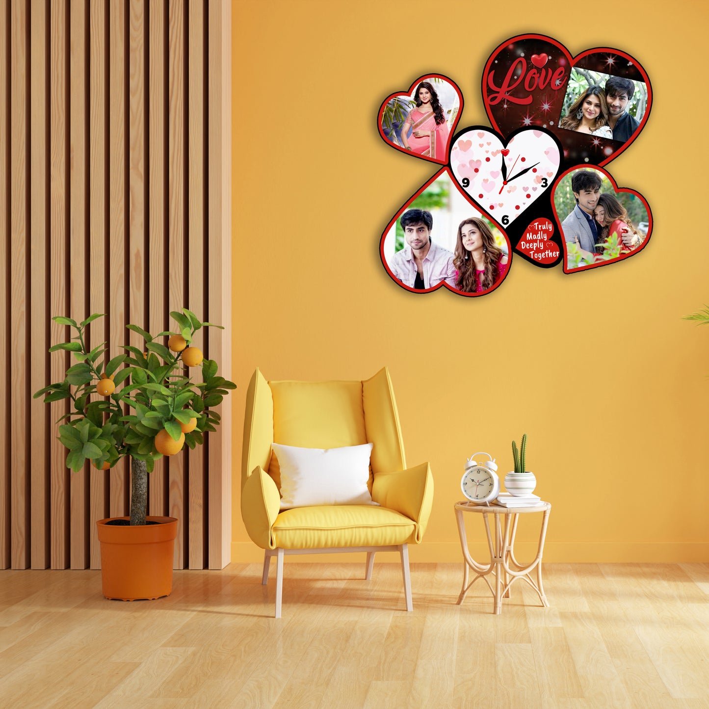 Customized Heart Shape Photo Frame with Clock for Anniversary