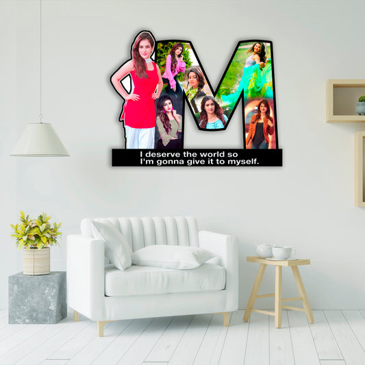 Customized Wooden Flower Alphabet Shape Photo Frame (A-2)