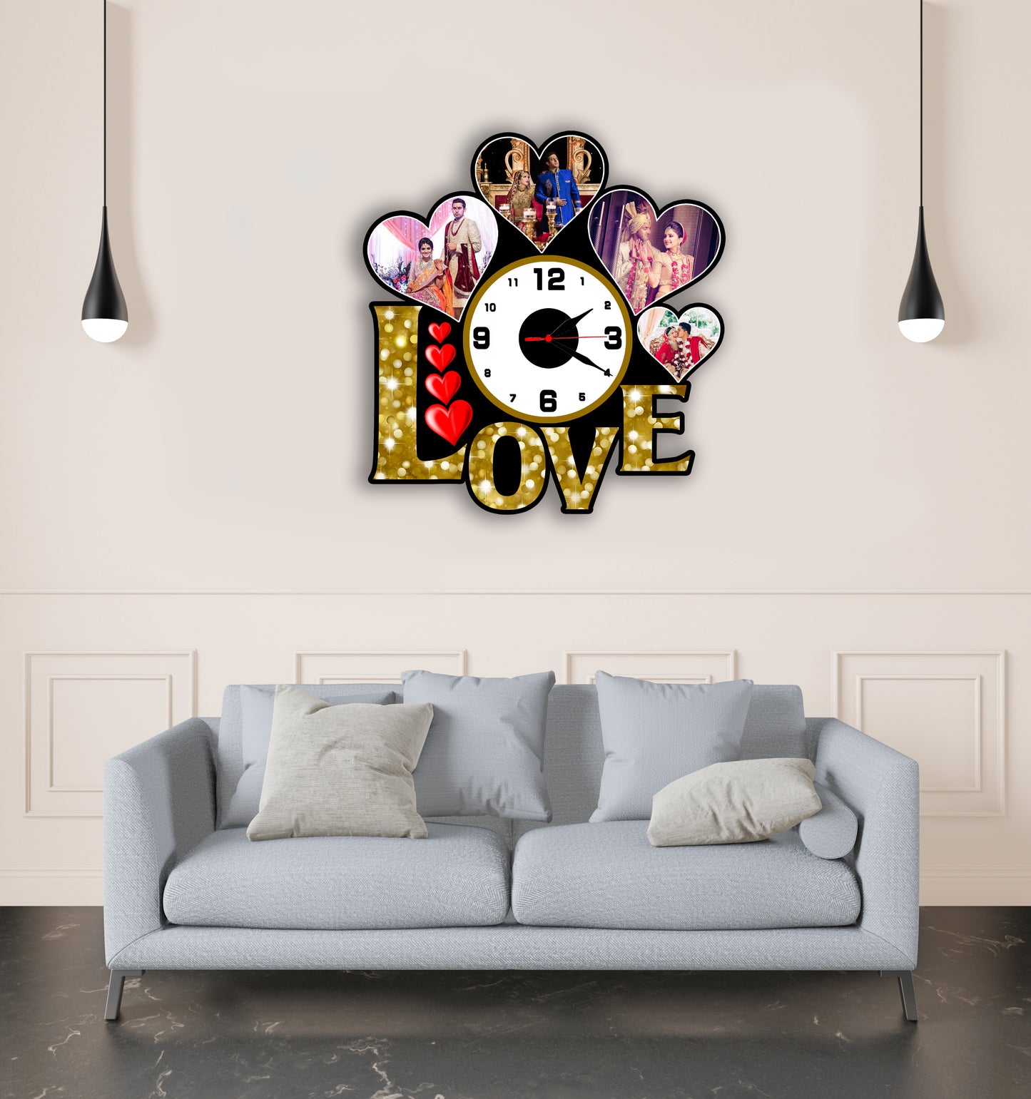 Customized Clock Design For Couple Love Photo Frames