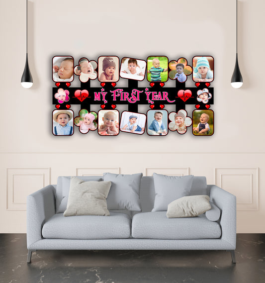 My First Year Customised Baby Photo Frame For Baby First Birthday