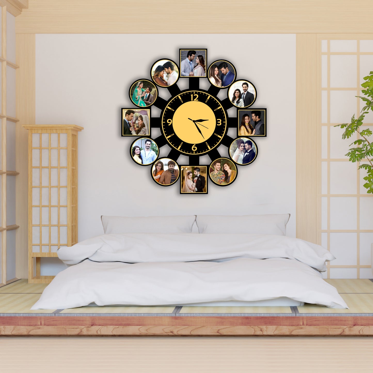 Customized Collage Photo Frames with Clock for Couple Family