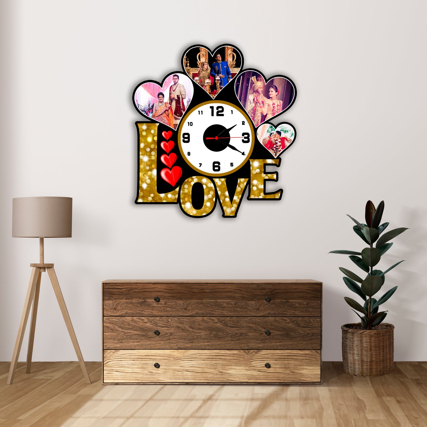 Customized Clock Design For Couple Love Photo Frames