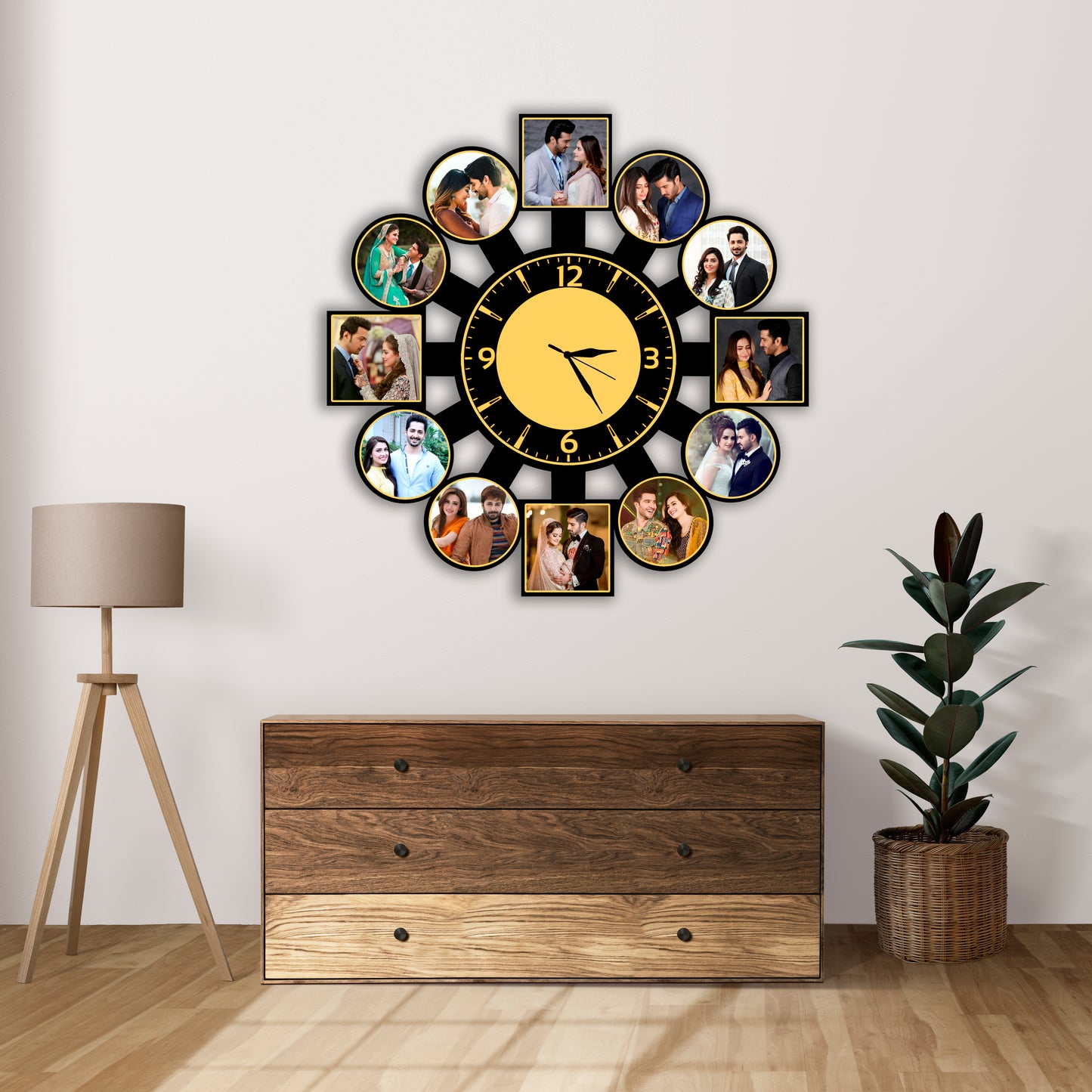 Customized Collage Photo Frames with Clock for Couple Family