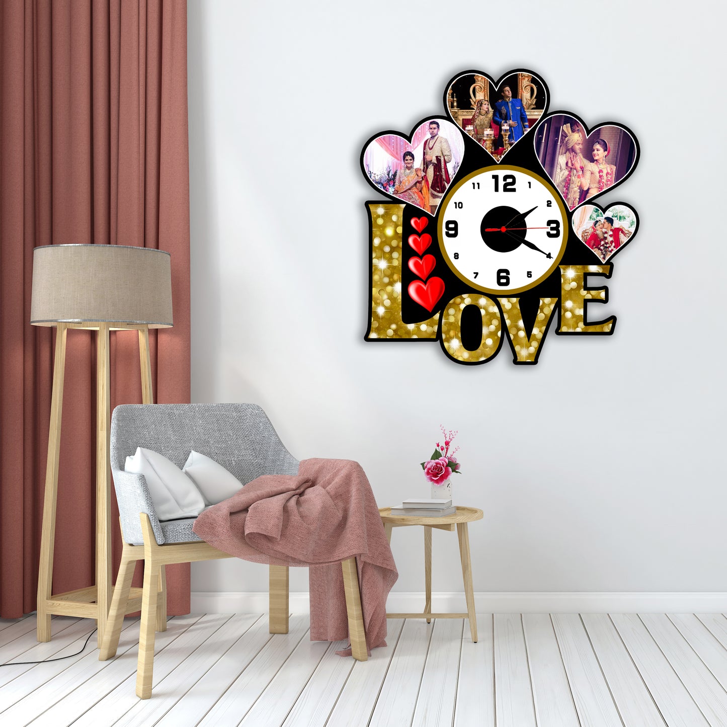 Customized Clock Design For Couple Love Photo Frames