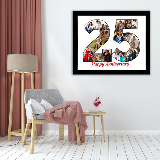 Customised 25th Anniversary Wooden Photo Frame  | Silver Jubilee Gift For Parents