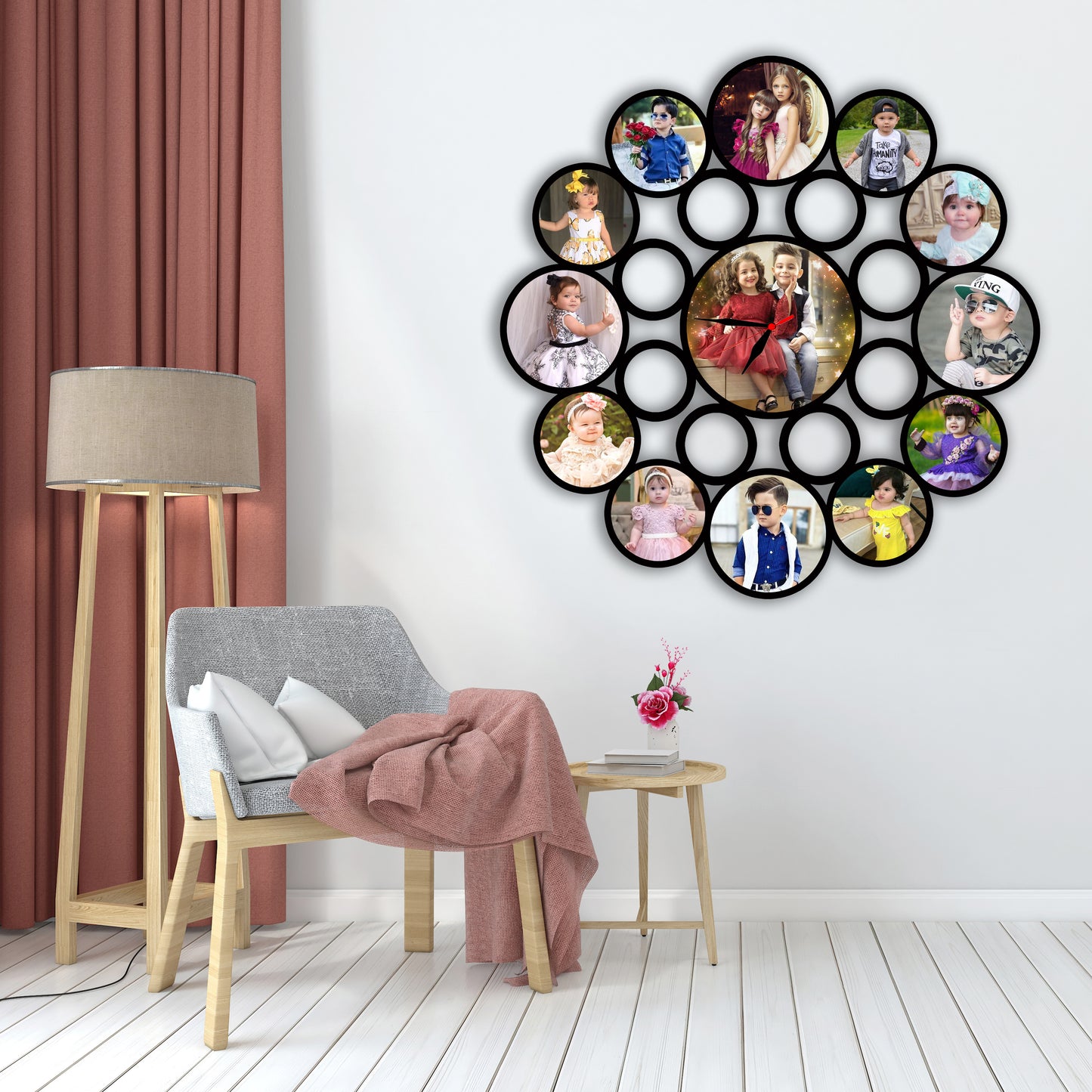 Customised Family Photo Clock For Couple,Anniversary