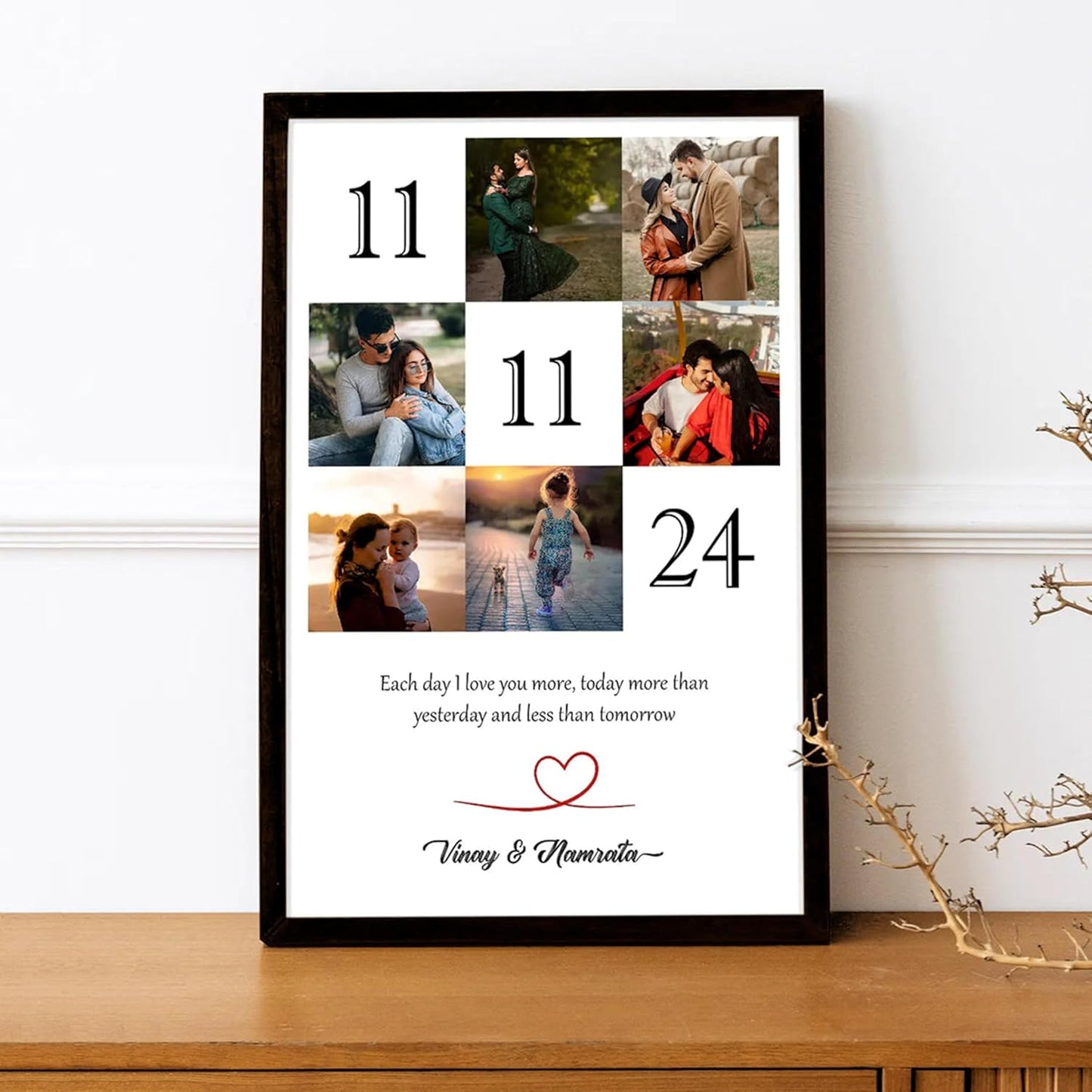 Personalized Photo Frame and Your Customized Text for Couples & Birthday