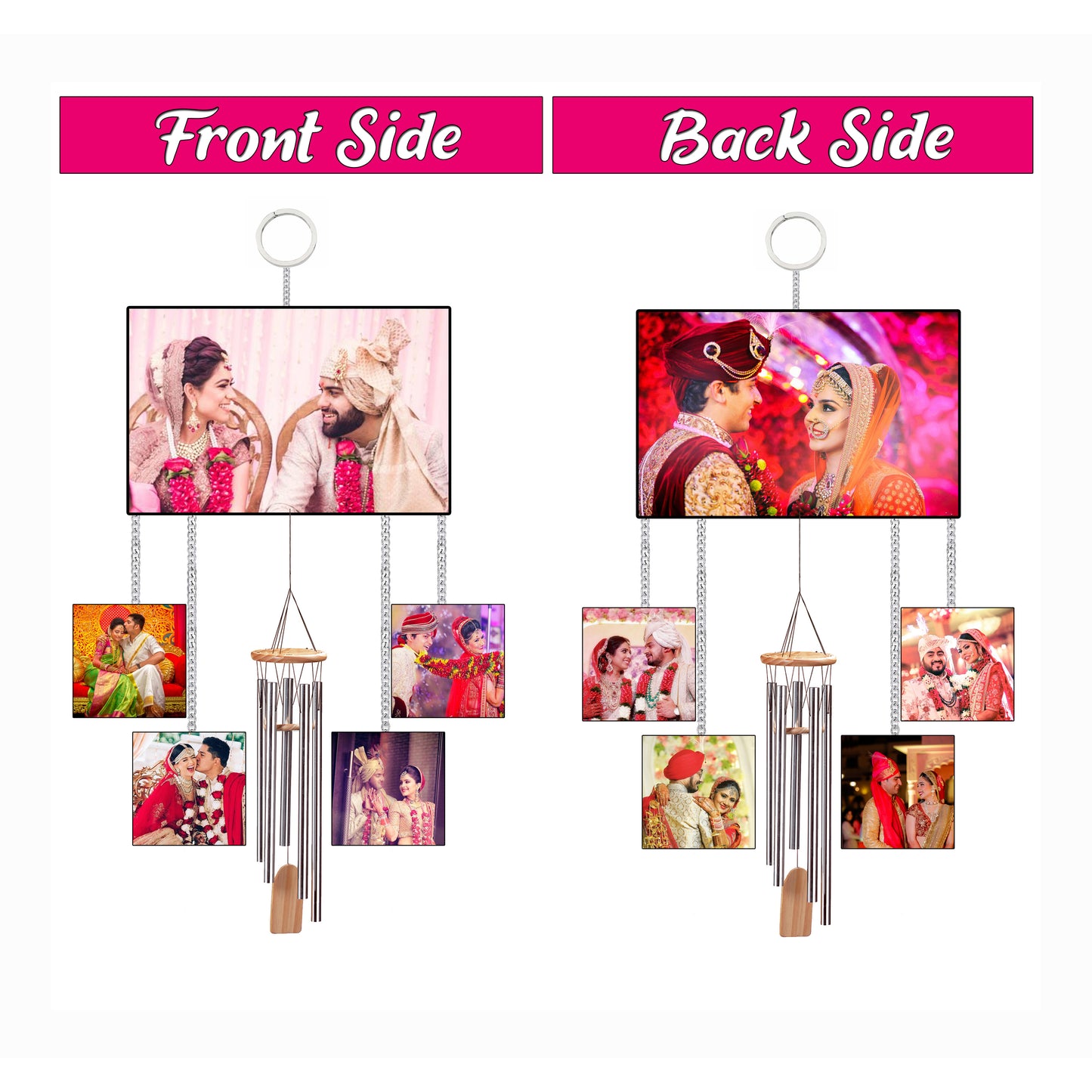 Customised Wind Chimes with Photos on Both Sides  For Couple Gifts