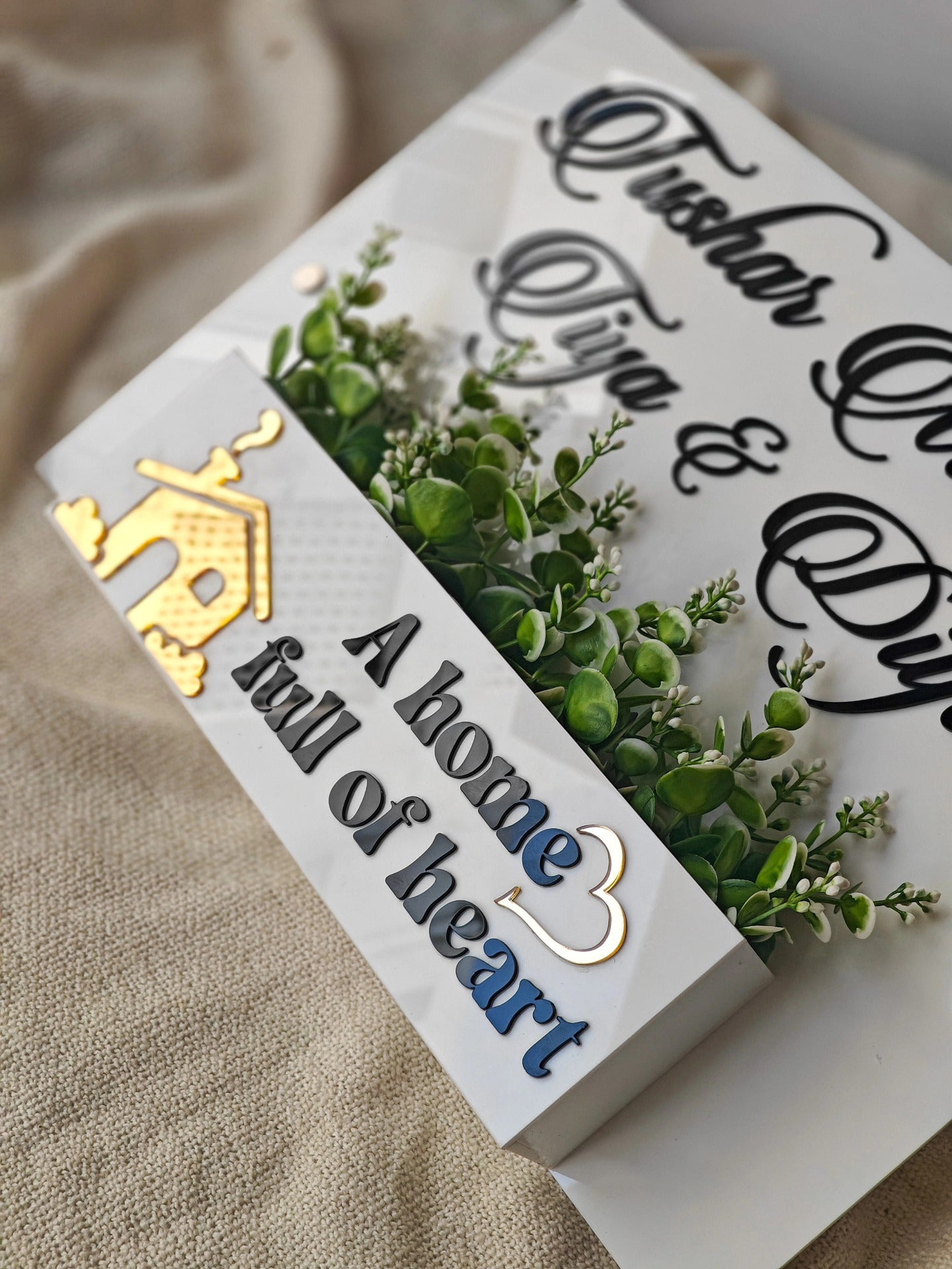 Customized Arcylic Hut Shape Name Plate For  Bungalow, Flat