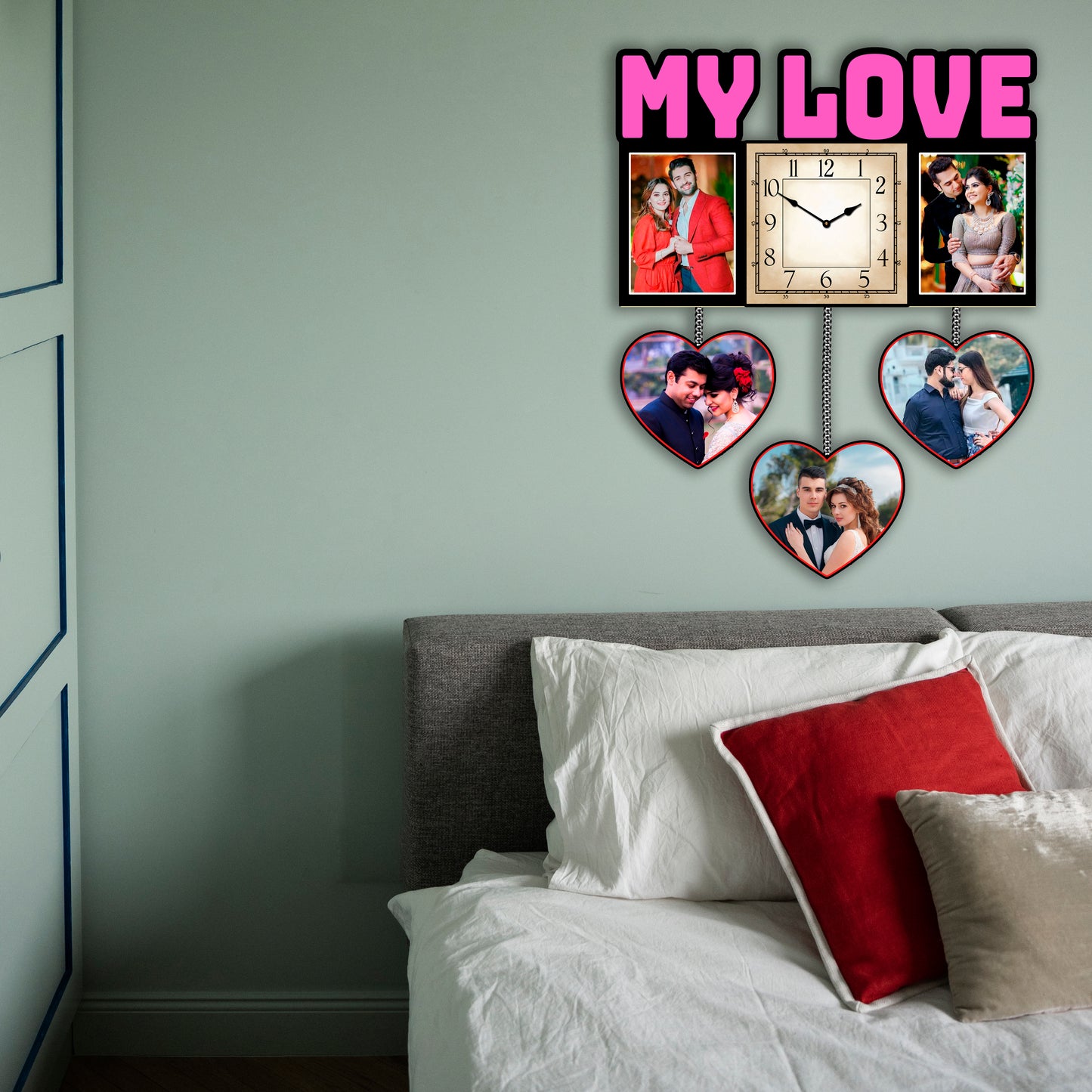 Personalised Photo Frames with Clock for Couple