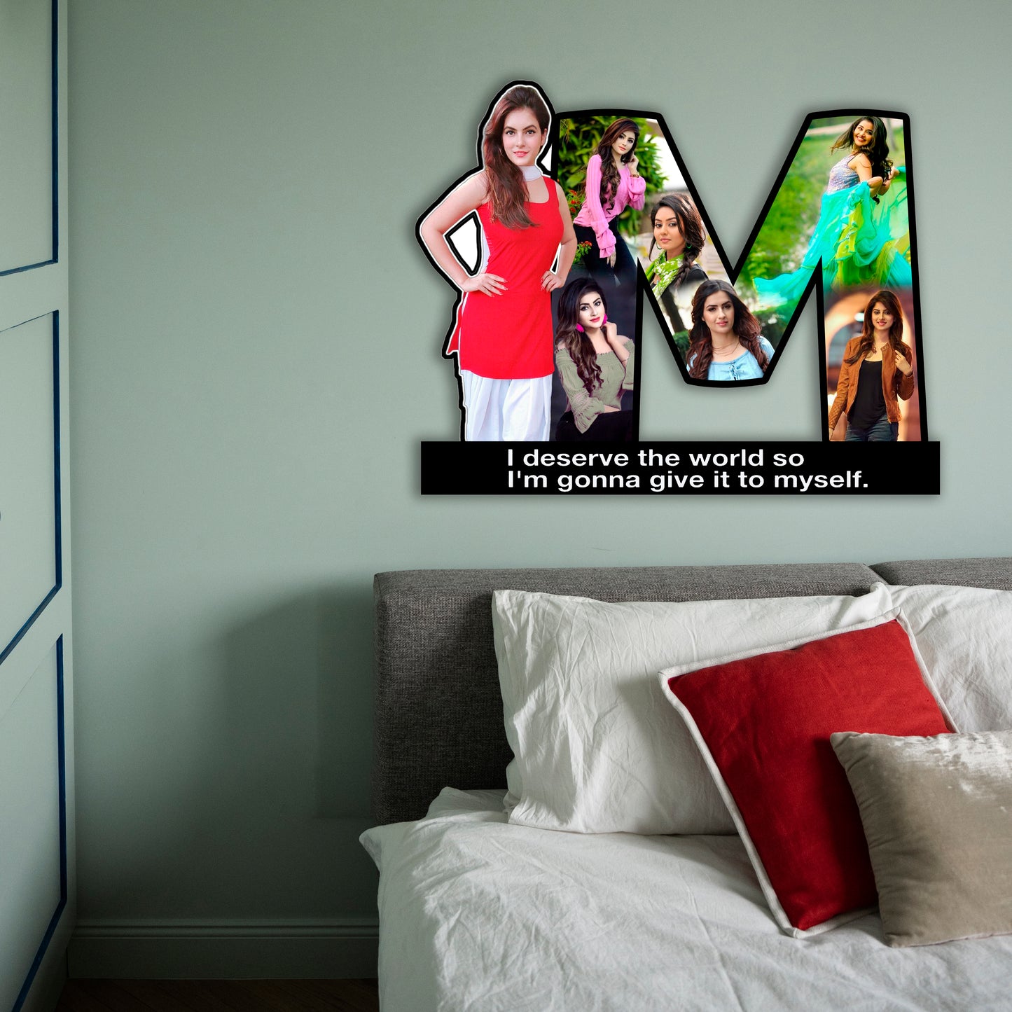 Customized Wooden Flower Alphabet Shape Photo Frame (A-2)
