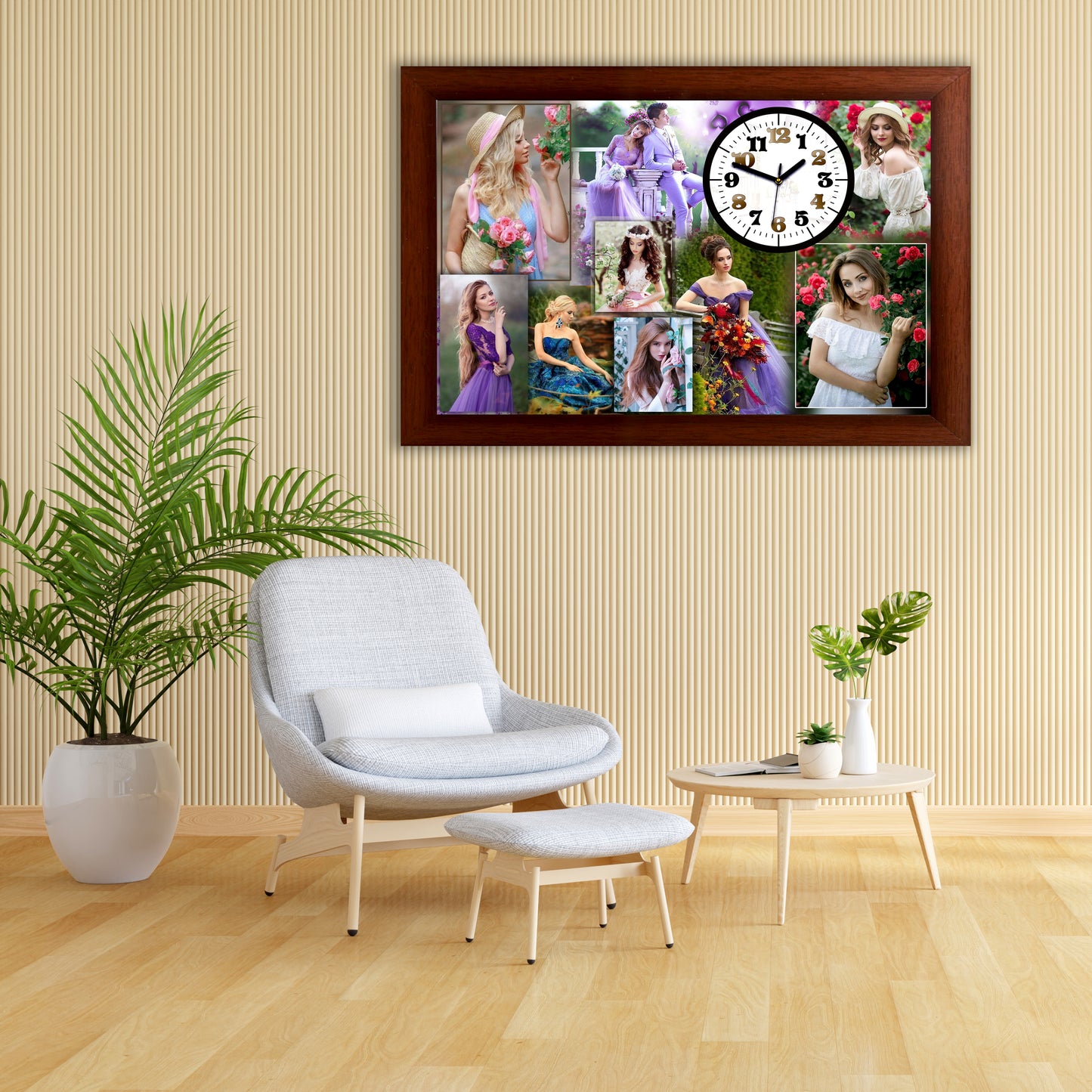 Personalized Photo Collage Frame For Couple With Clock