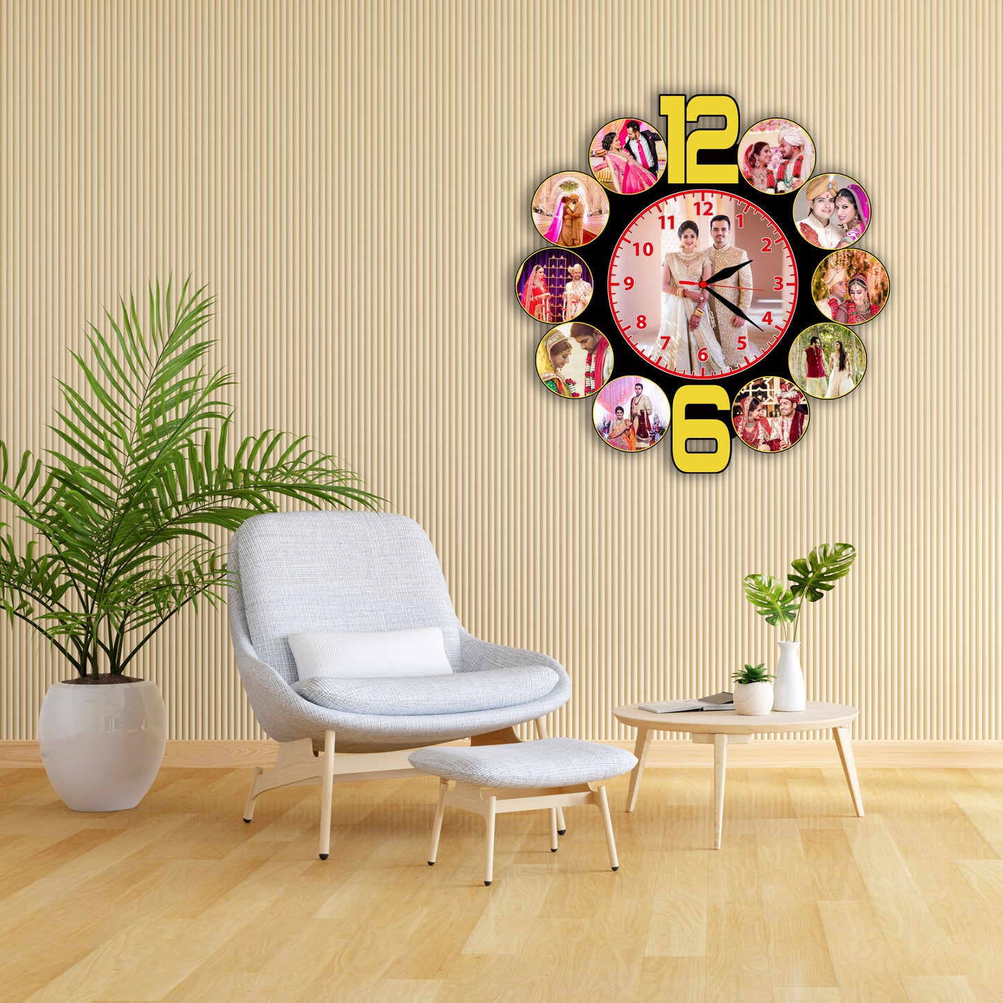 Personalized Photo Frame with Clock for Couples