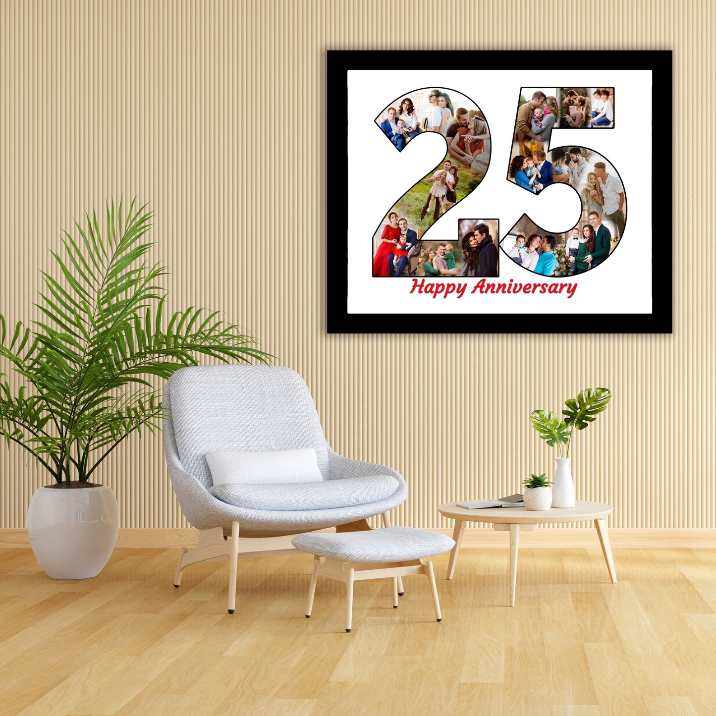 Customised 25th Anniversary Wooden Photo Frame  | Silver Jubilee Gift For Parents