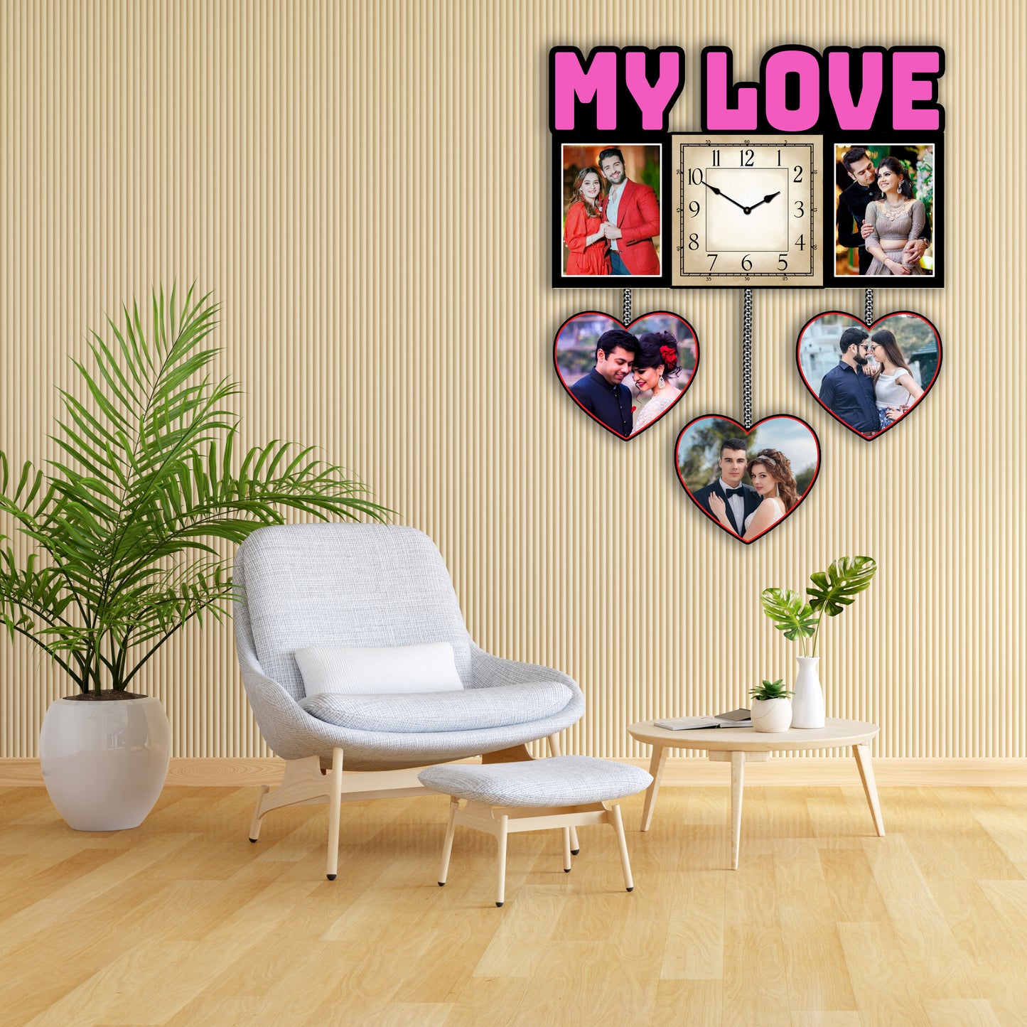 Personalised Photo Frames with Clock for Couple