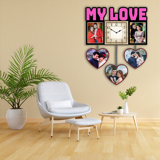 Personalised Photo Frames with Clock for Couple