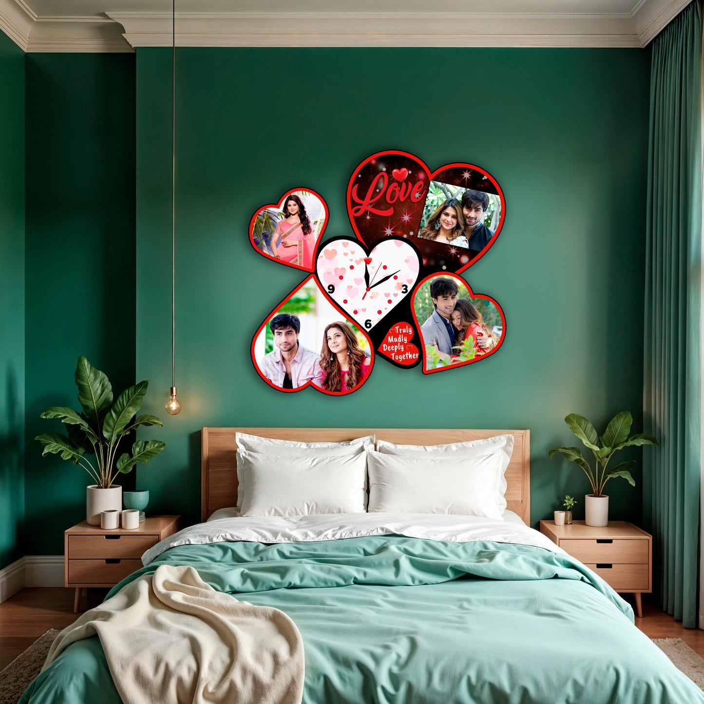 Customized Heart Shape Photo Frame with Clock for Anniversary
