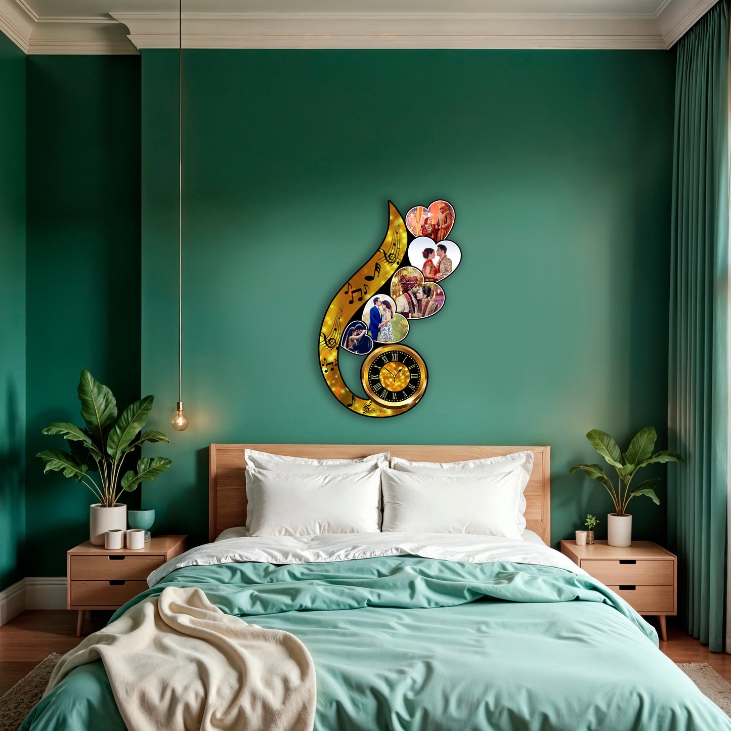 Customised Musical Printed Clock Photo Frame For Couple