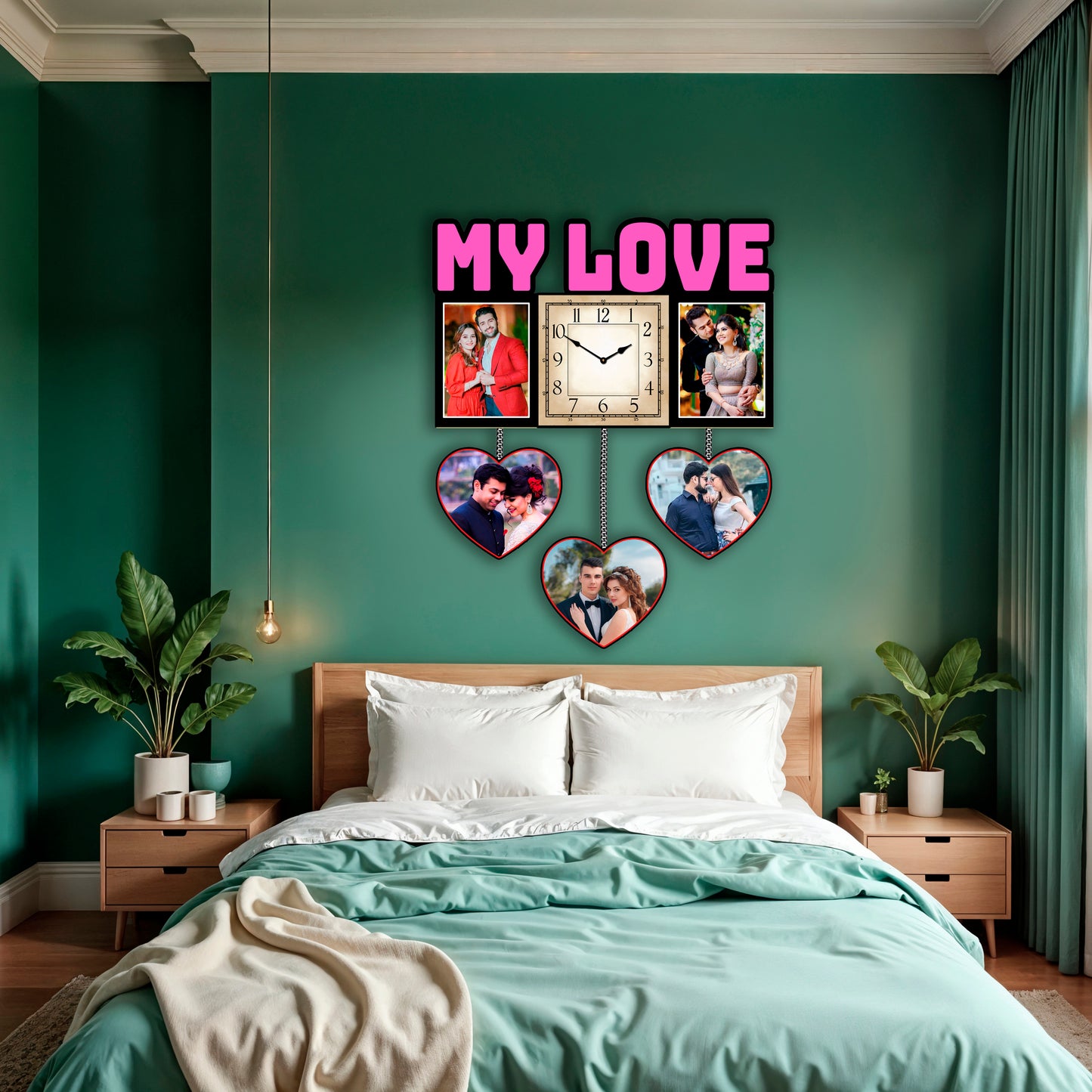 Personalised Photo Frames with Clock for Couple