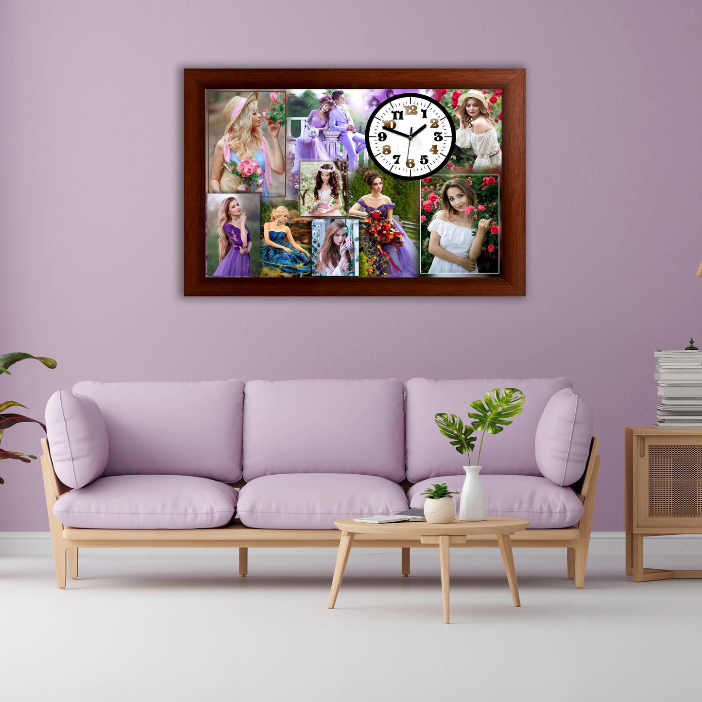 Personalized Photo Collage Frame For Couple With Clock