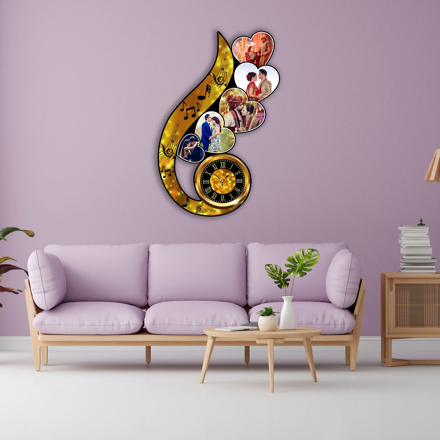 Customised Musical Printed Clock Photo Frame For Couple