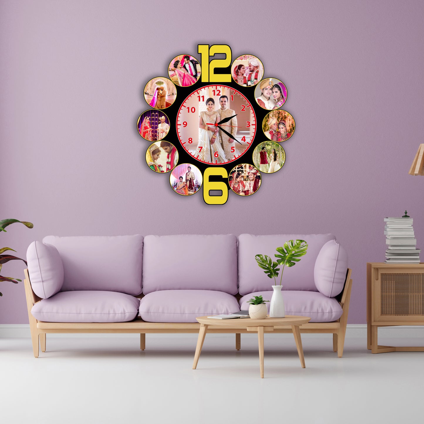 Personalized Photo Frame with Clock for Couples