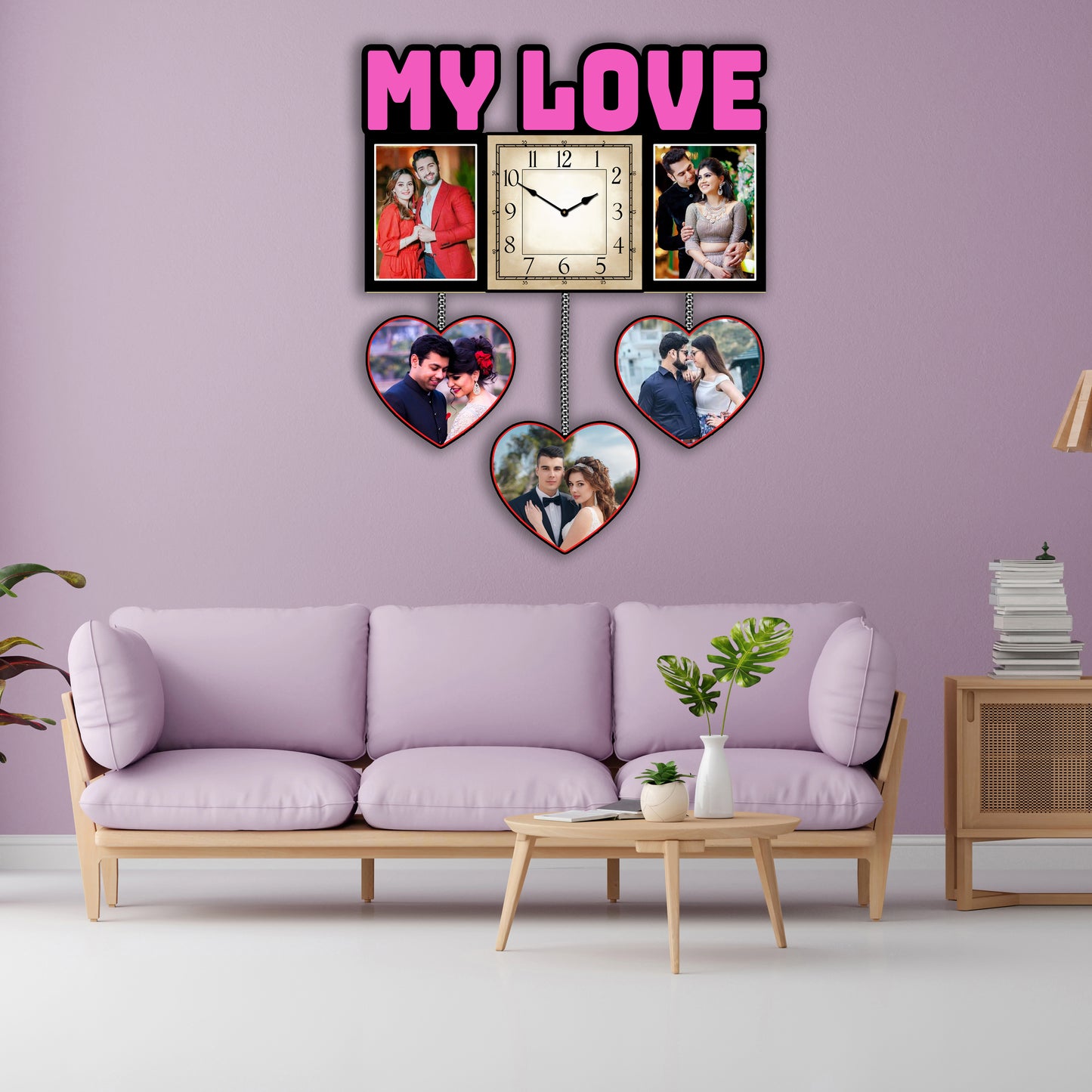 Personalised Photo Frames with Clock for Couple
