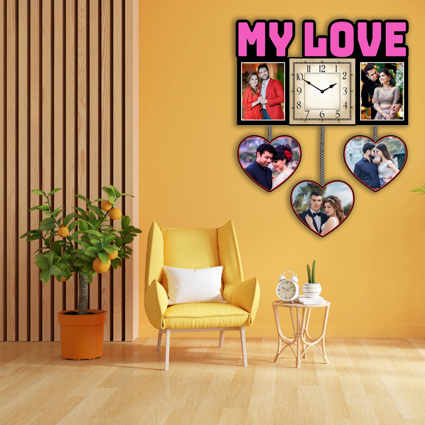 Personalised Photo Frames with Clock for Couple